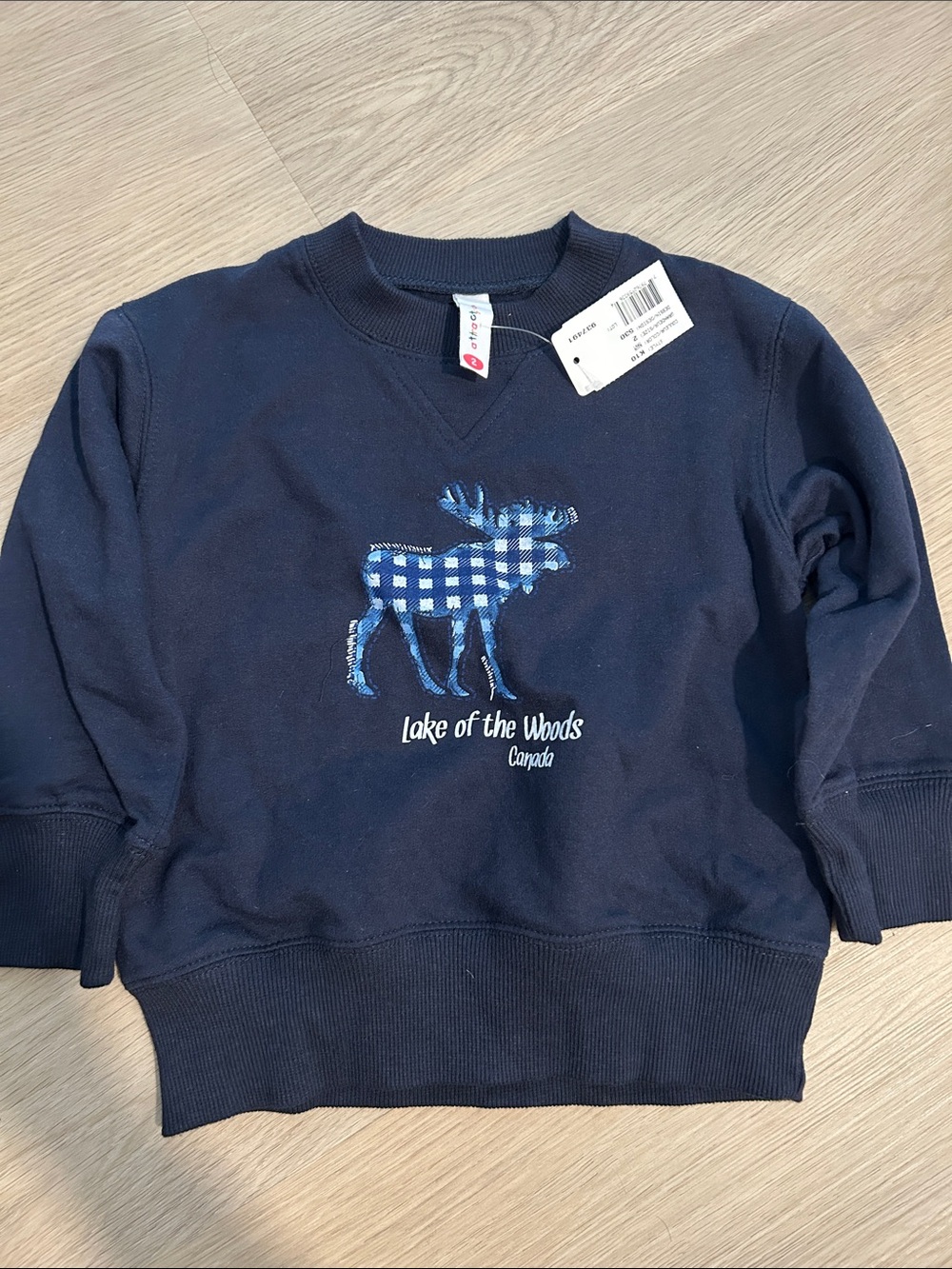 Kids Navy Blue Moose Sweatshirt - Plaid Graphic